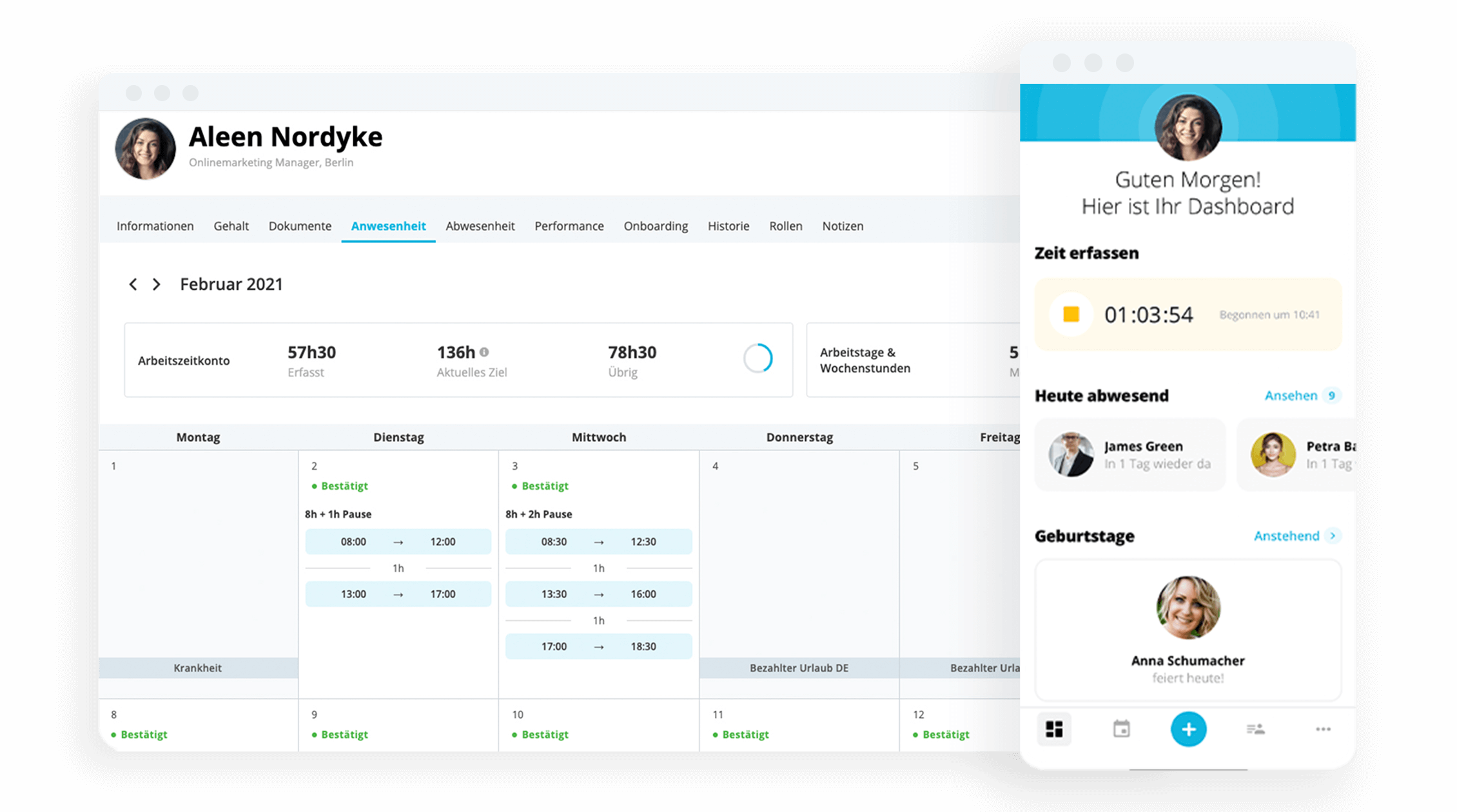 Arbeitszeiterfassung Dashboard